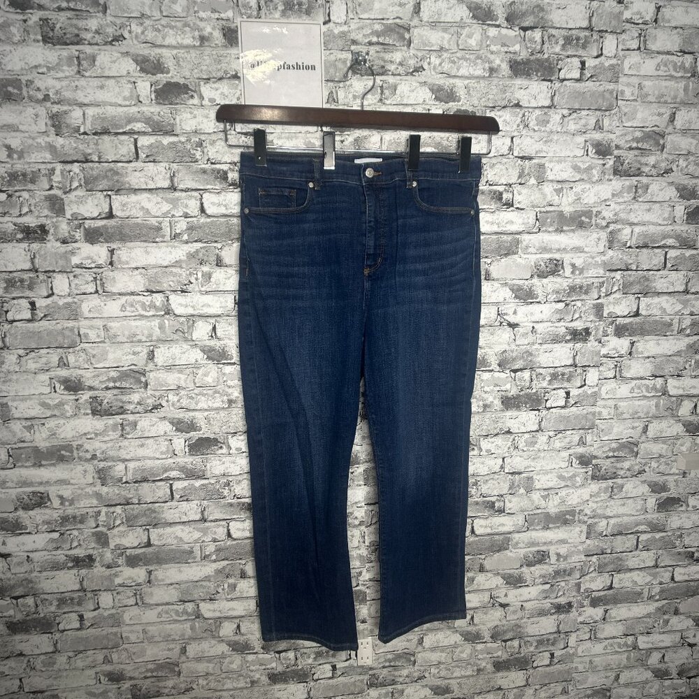 EUC LOFT " The Straight Crop " Dark Blue Jeans size 31/12